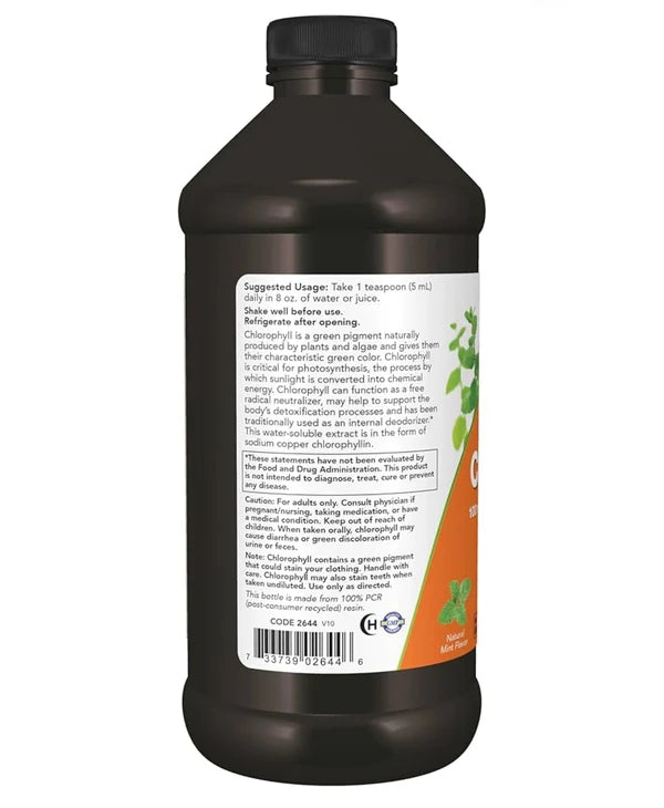NOW Liquid Chlorophyll | 95 Servings | Internal Deodorizer | Boosts Energy | Natural Mint Flavor~16oz/473ml; Exp 04/2030