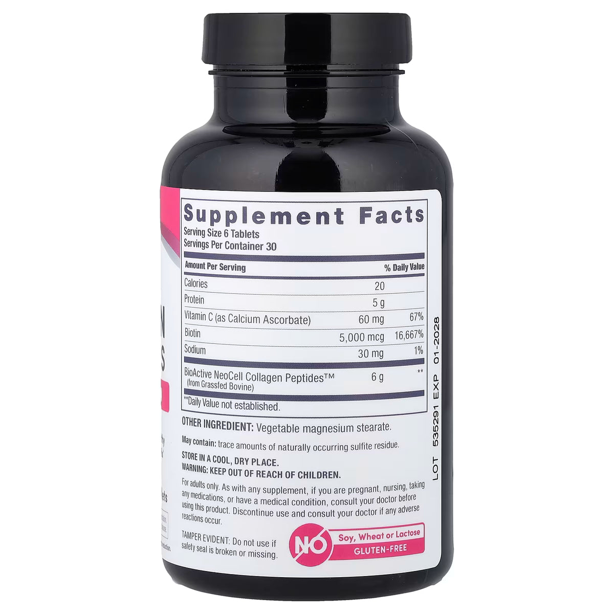 NeoCell, Grass-fed Collagen Peptides + Vitamin C & Biotin || 180 Tablets || 30 Servings || Exp: 01/2028