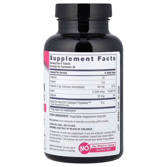 NeoCell, Grass-fed Collagen Peptides + Vitamin C & Biotin || 180 Tablets || 30 Servings || Exp: 01/2028