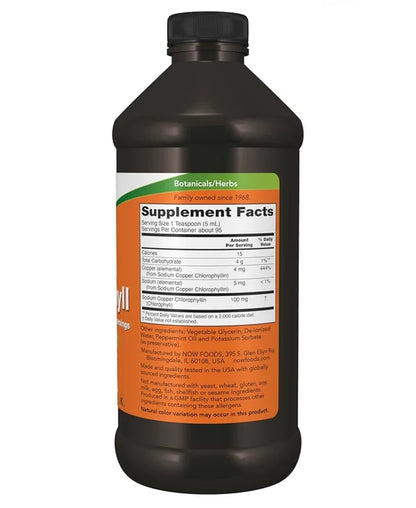 NOW Liquid Chlorophyll | 95 Servings | Internal Deodorizer | Boosts Energy | Natural Mint Flavor~16oz/473ml; Exp 04/2030