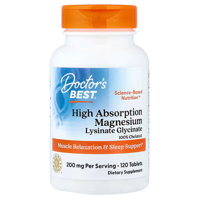 Doctor's Best High Absorption Magnesium Glycinate || Muscle relaxation & restful sleep ||120 Tablets ||100 mg per Tablet || 60 Servings || Exp: 01/2028