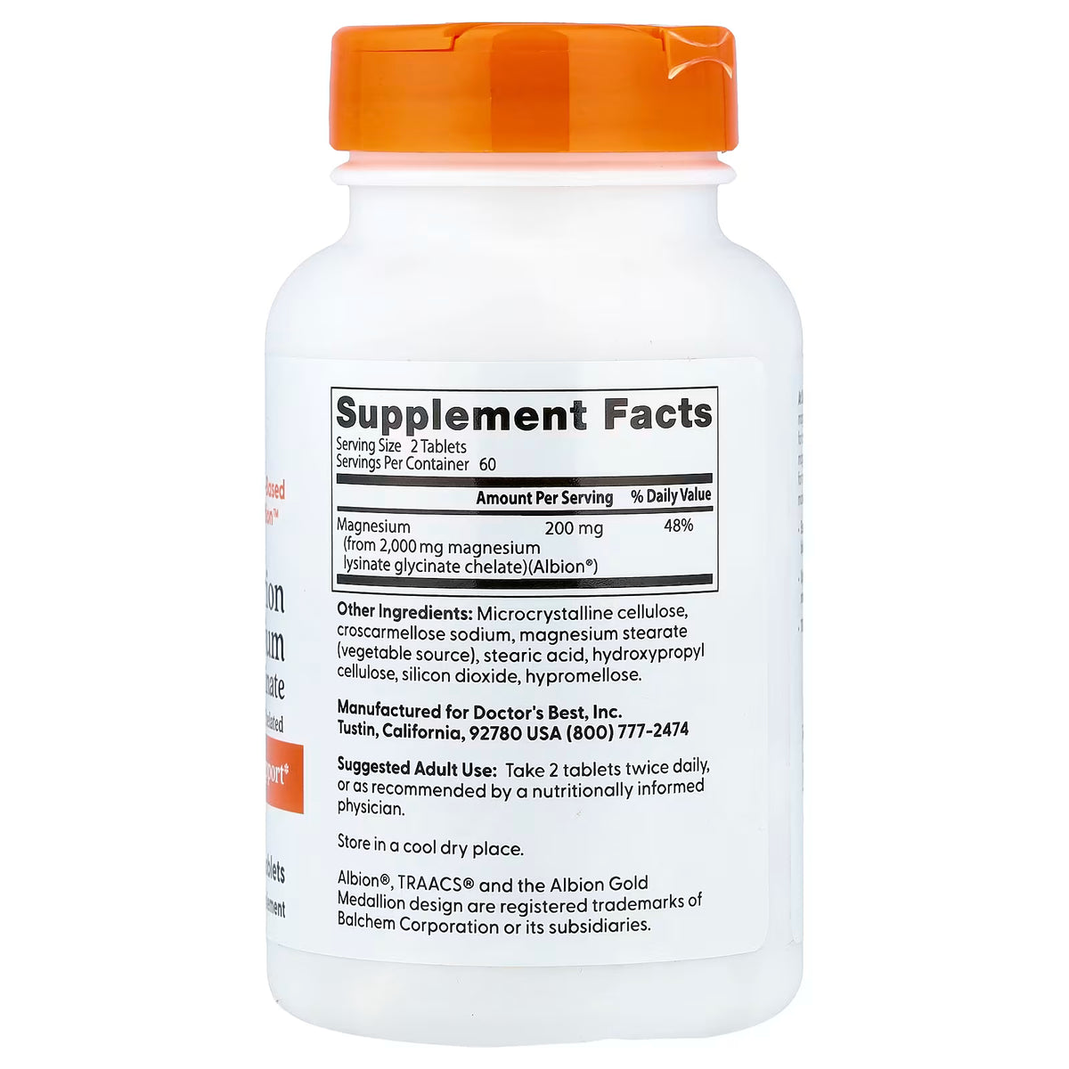 Doctor's Best High Absorption Magnesium Glycinate || Muscle relaxation & restful sleep ||120 Tablets ||100 mg per Tablet || 60 Servings || Exp: 01/2028