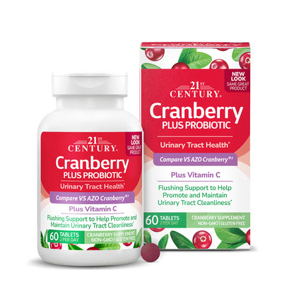 21st Century Cranberry Plus Probiotic|| Urinary Tract, Digestive & Immune Support || 60 Tablets || Exp; 03/2029 s