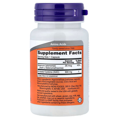 NOW NAC With Selenium || Antioxidant || 600mg per Capsule || 30 Capsules || Exp; 01/2031