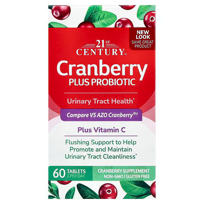 21st Century Cranberry Plus Probiotic|| Urinary Tract, Digestive & Immune Support || 60 Tablets || Exp; 03/2029 s