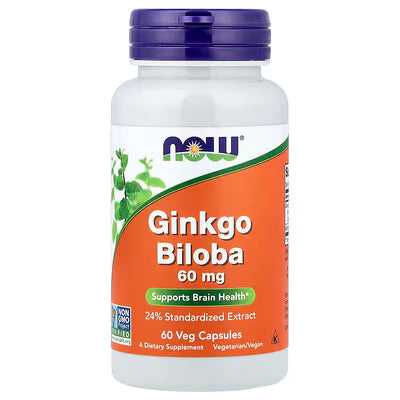 NOW Ginkgo Biloba || 60 mg per Capsules|| 60 Servings || Cognitive function & mental clarity|| Exp: 04/29