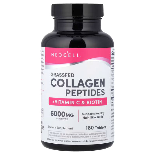NeoCell, Grass-fed Collagen Peptides + Vitamin C & Biotin || 180 Tablets || 30 Servings || Exp: 01/2028