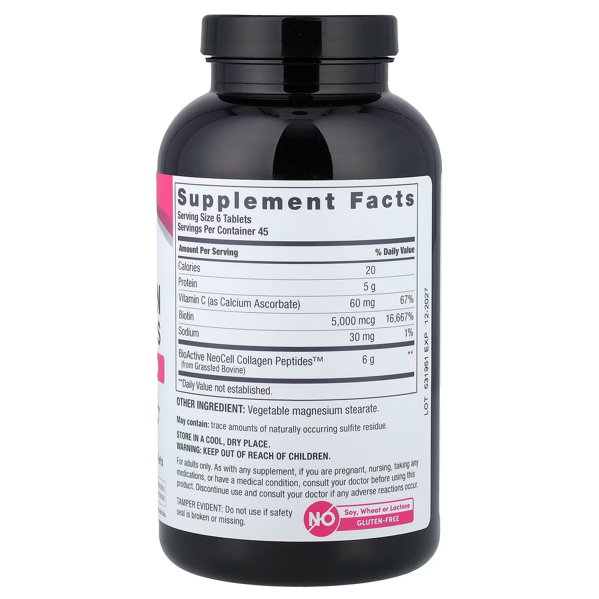 NeoCell, Grass-fed Collagen Peptides + Vitamin C & Biotin || 270 Tablets || 45 Servings || Exp: 02/2029