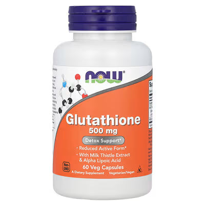 NOW Glutathione With Milk Thistle Extract & Alpha-lipoic Acid || 500mg per Capsule || 60 Veg Capsules|| 60 Servings || Exp: 03/2030
