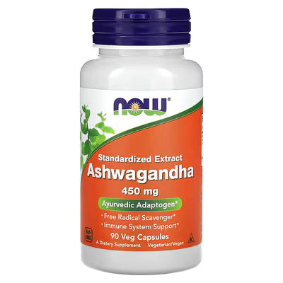 NOW Ashwagandha 450 mg || 90 Veg Capsules || 90 Servings || Stress Management || Exp: 06/2029