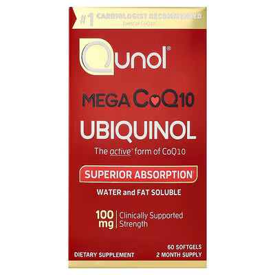 Qunol Ubiquinol 100mg || Active Form of Coenzyme Q10 (CoQ-10) || Antioxidant || Supports Heart and Vascular Health || 60ct Softgels ||Exp 01/2029