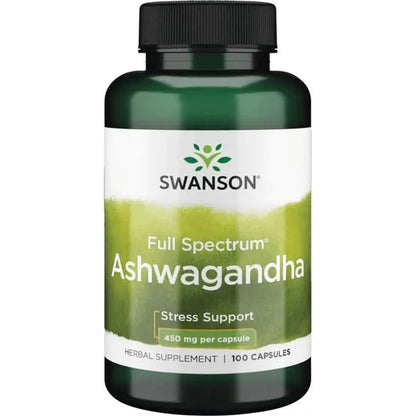 Swanson Full Spectrum Ashwagandha 450mg | Ashwagandha Root | Stress Support | Improves Sleep | 100 Capsules; Exp 07/2028