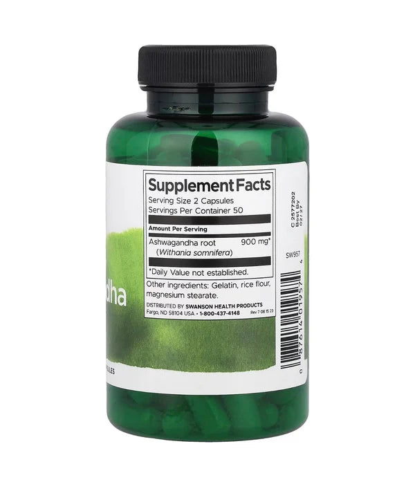 Swanson Full Spectrum Ashwagandha 450mg | Ashwagandha Root | Stress Support | Improves Sleep | 100 Capsules; Exp 07/2028