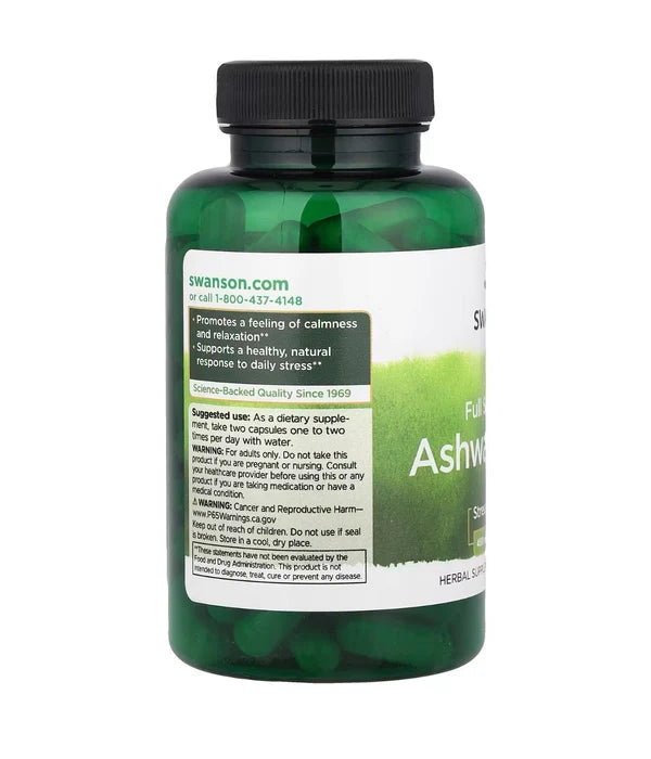 Swanson Full Spectrum Ashwagandha 450mg | Ashwagandha Root | Stress Support | Improves Sleep | 100 Capsules; Exp 07/2028